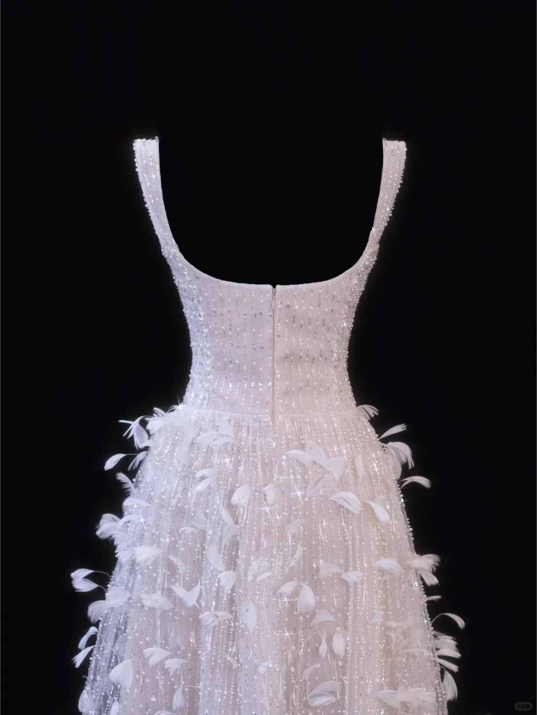 Girlhomeshops-Pink Feather Exquisite Beaded Short Tulle Homecoming Dress Birthday Party Dress gh5377