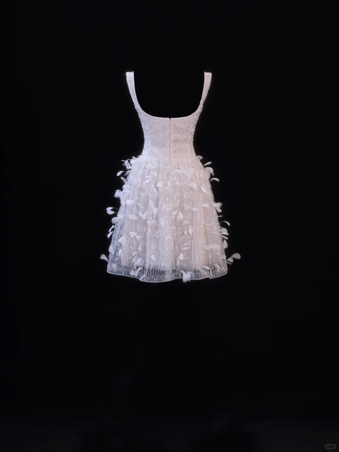 Girlhomeshops-Pink Feather Exquisite Beaded Short Tulle Homecoming Dress Birthday Party Dress gh5377