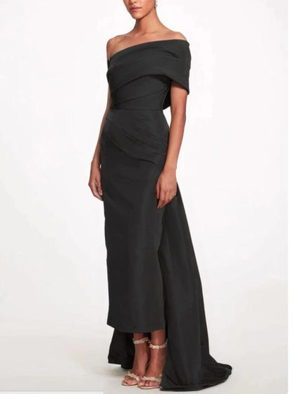Sheath / Column Evening Gown Elegant Dress Formal Prom Sweep / Brush Train Sleeveless One Shoulder Taffeta Backless with Bow(s) Strappy