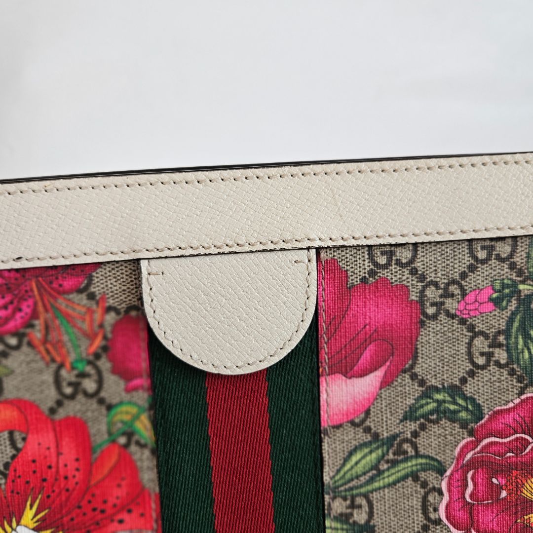 Gucci Multicolor GG Supreme Canvas And Leather Small Ophidia Flora Shoulder Bag