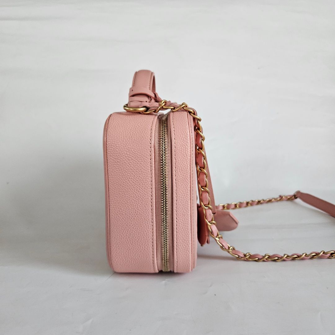 Chanel Pink Leather Medium Filigree Vanity Shoulder Bag