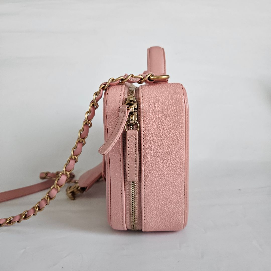 Chanel Pink Leather Medium Filigree Vanity Shoulder Bag