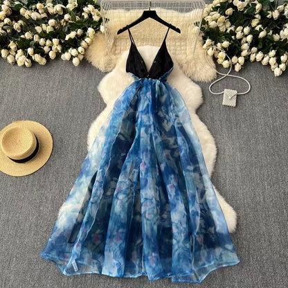 Elegant Spaghetti Strap High-waisted Organza Party Gala Ball Gown TP2851