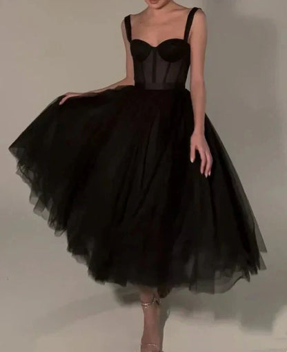 Black Fashion Sweetheart Neck Long Tulle Teen Prom Dress Tulle Prom Dresses Prom Gowns Graduation Prom