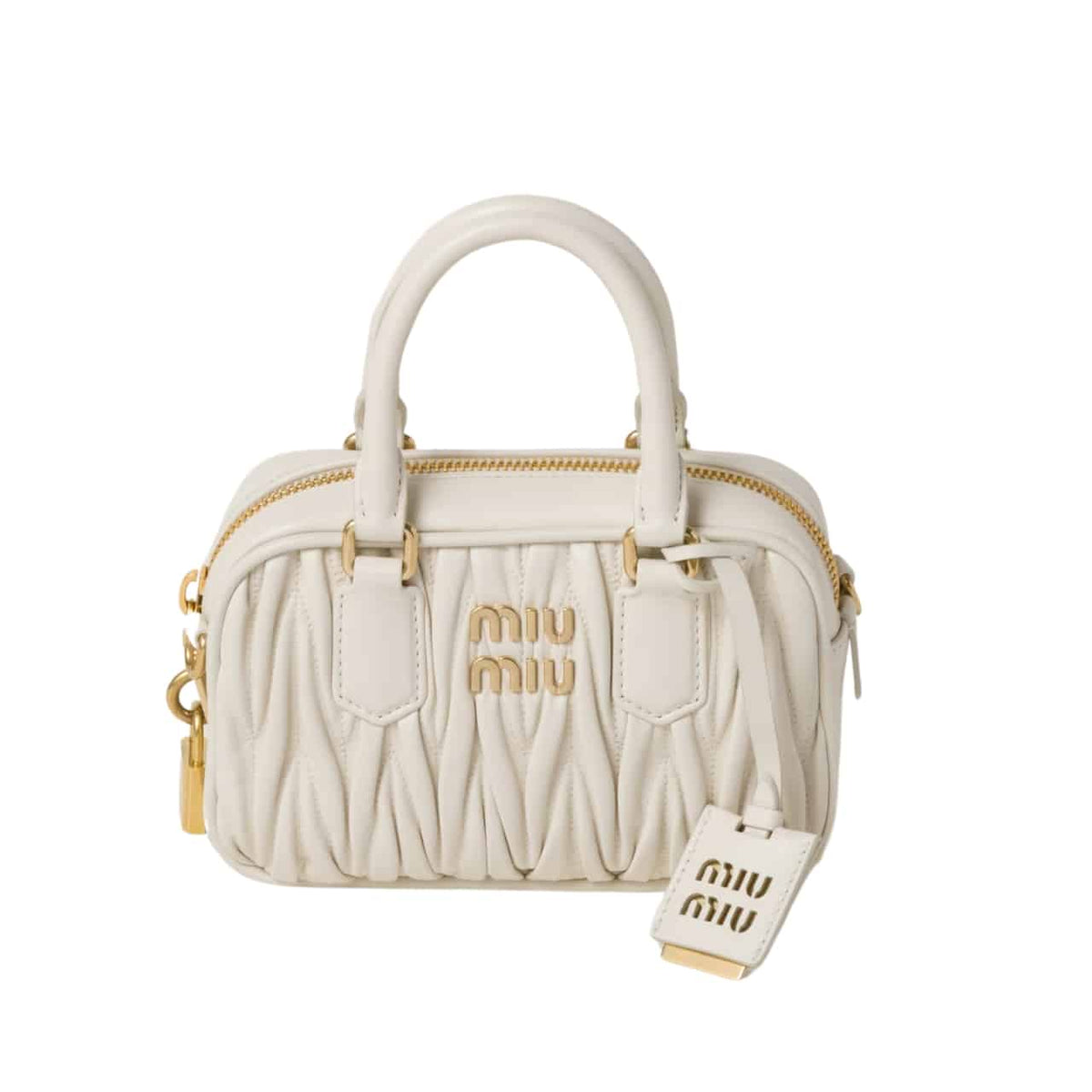 MIUMIU ARCADIE MATELASSÉ NAPPA BAG WHITE 20CM 5BB123 N88 F0009 V OOO