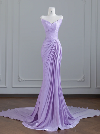Light purple strapless fitted long ball gown R8245