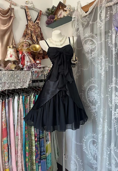 Black halter-neck fitted A-line short elegant ball gown R7812