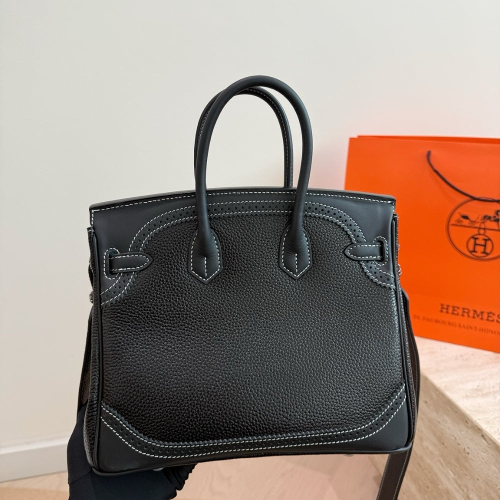 Hermès Birkin 25 Gold Hardware Pebbled  Black 25Cm