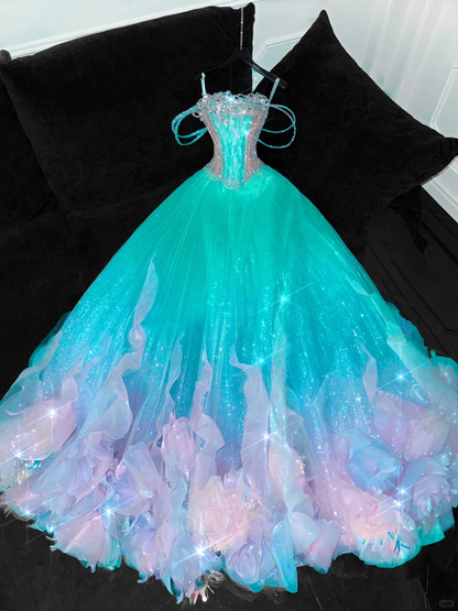Gorgeous Sparkling Blue-green Sequin A-Line Design  Evening Dress Prom Dresses TP4162