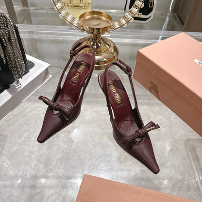 Miu Miu Slingback Pumps With Bow Red