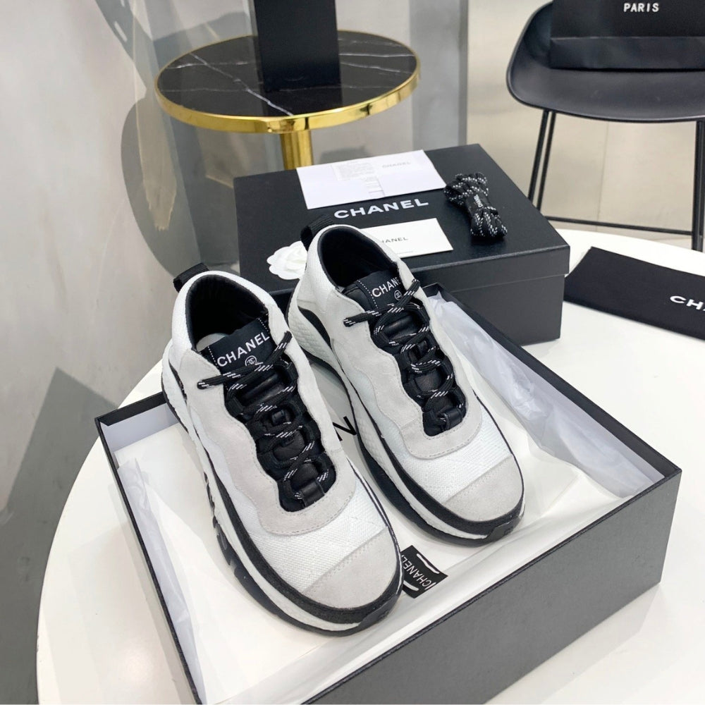 Chanel Plain Logo Sneakers Suede White G65776