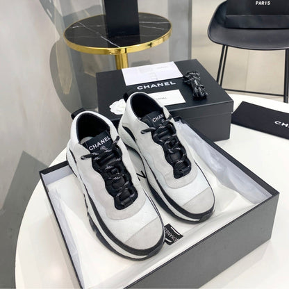 Chanel Plain Logo Sneakers Suede White G65776