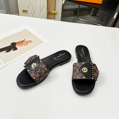 LOUIS VUITTON LV FRAME FLAT MULE CACAO BROWN 1AHLR3