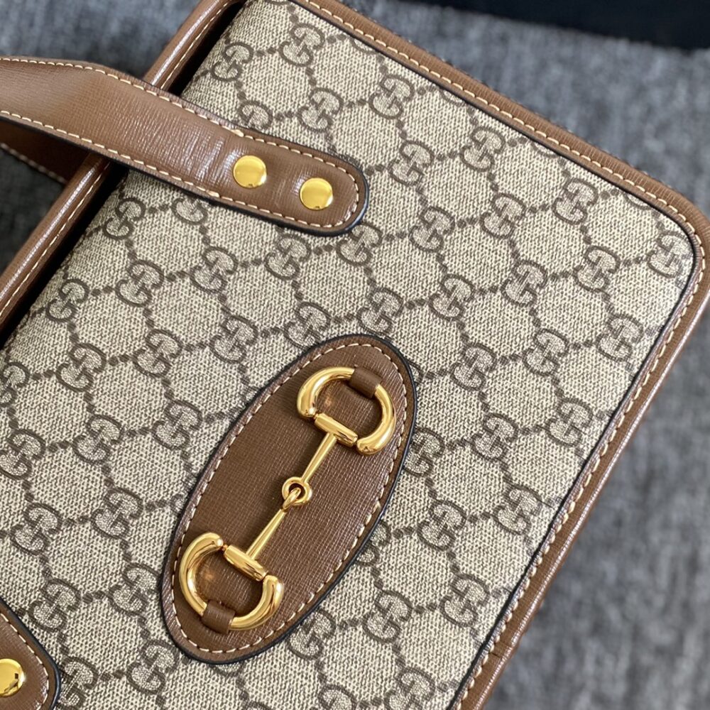 Gucci Horsebit 1955 Top Handle Bag Beige And Ebony 27Cm 645453 92TCG 8563