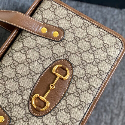 Gucci Horsebit 1955 Top Handle Bag Beige And Ebony 27Cm 645453 92TCG 8563