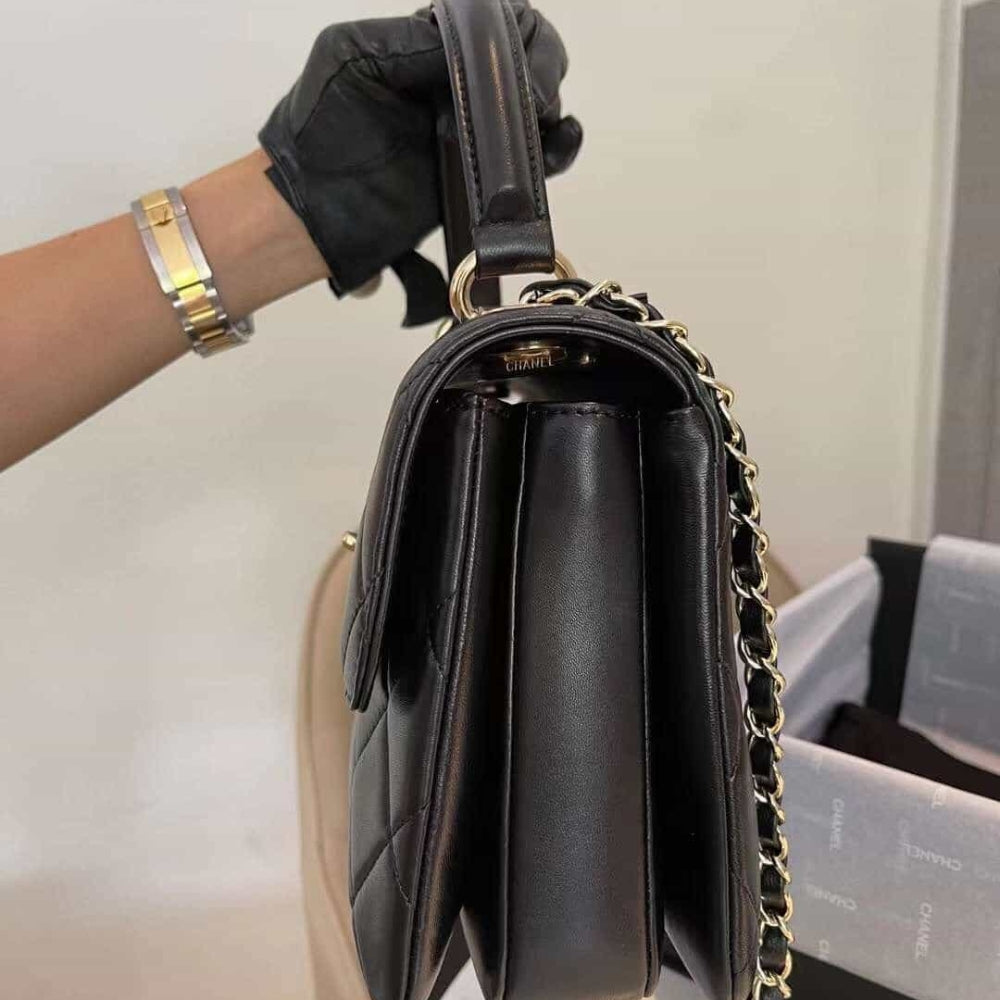 Chanel Flap Bag With Top Handle Bag With Gold Metal Black 25Cm A92236 Y60767 94305