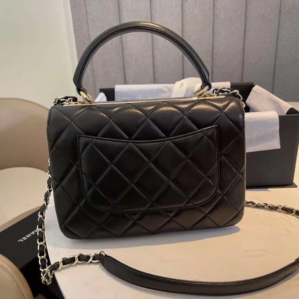 Chanel Flap Bag With Top Handle Bag With Gold Metal Black 25Cm A92236 Y60767 94305