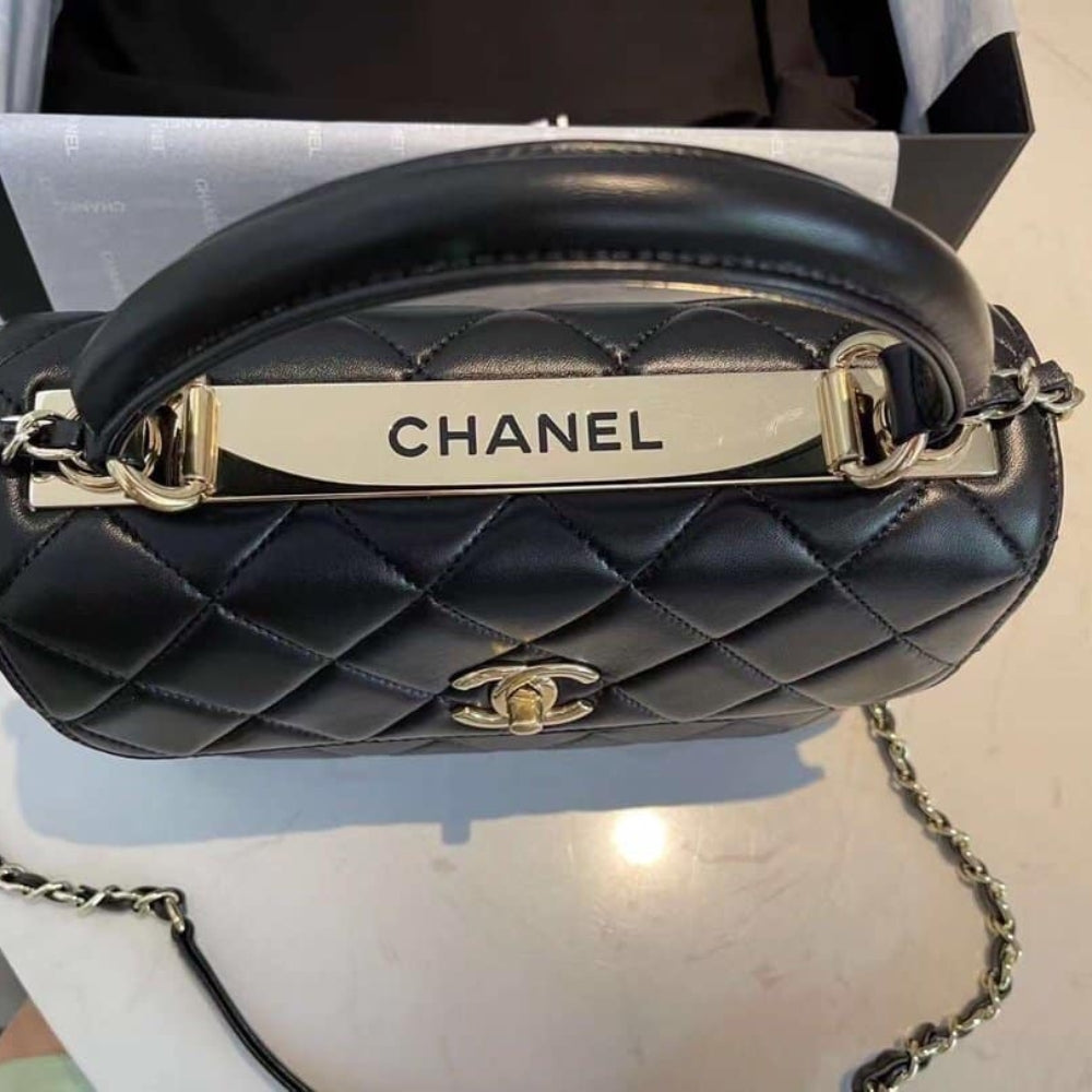 Chanel Flap Bag With Top Handle Bag With Gold Metal Black 25Cm A92236 Y60767 94305