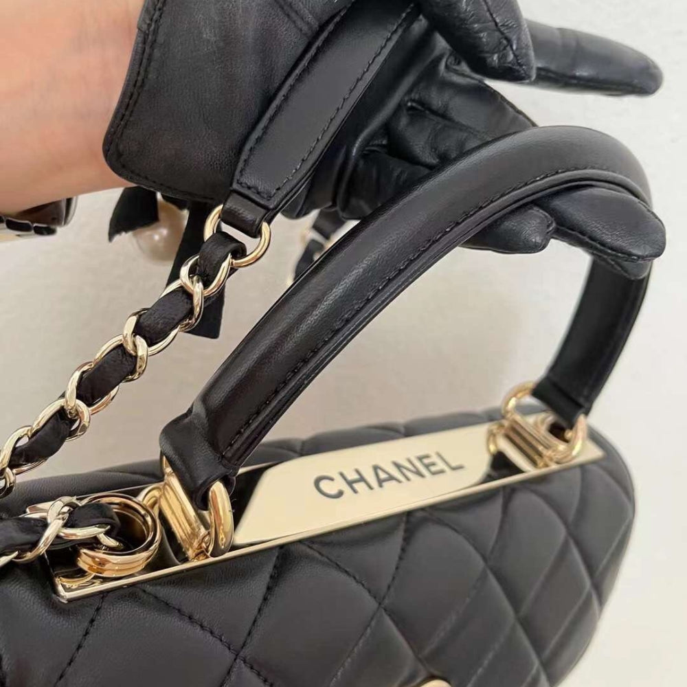Chanel Flap Bag With Top Handle Bag With Gold Metal Black 25Cm A92236 Y60767 94305