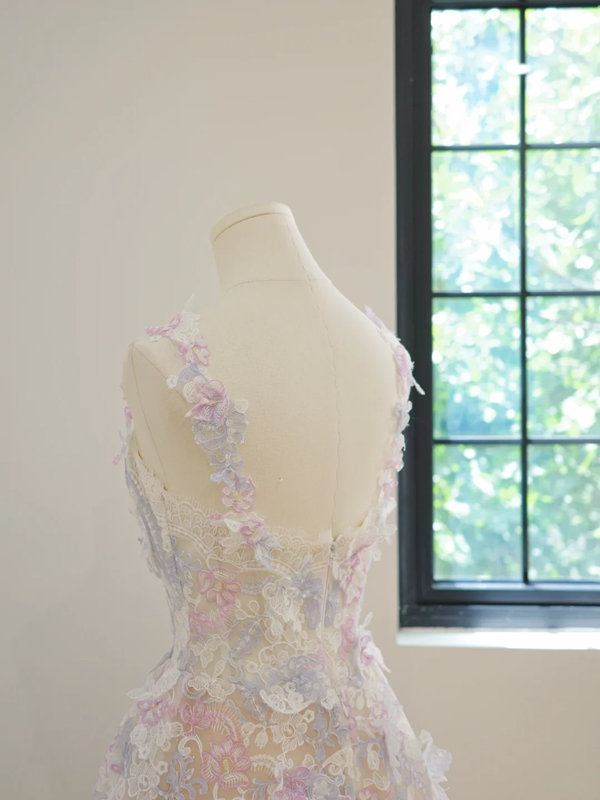 Light pink halter-neck fitted long fairy ball gown R8471