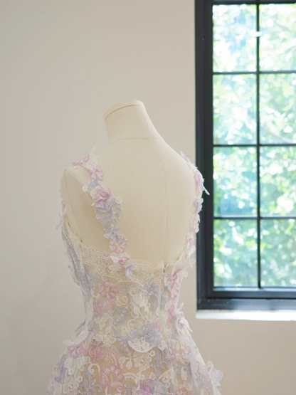 Light pink halter-neck fitted long fairy ball gown R8471