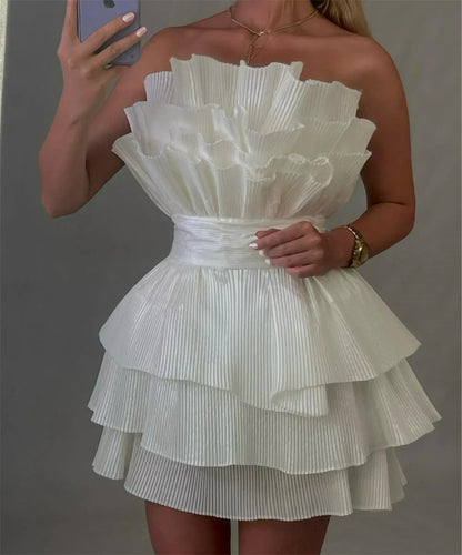 A line Strapless Tiered Short Homecoming Dress Party Gown