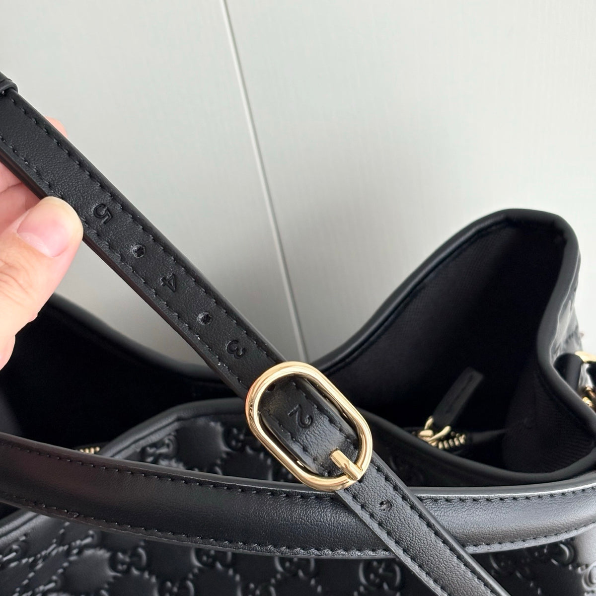 Gucci GG Emblem Small Bucket Bag Black 25Cm
