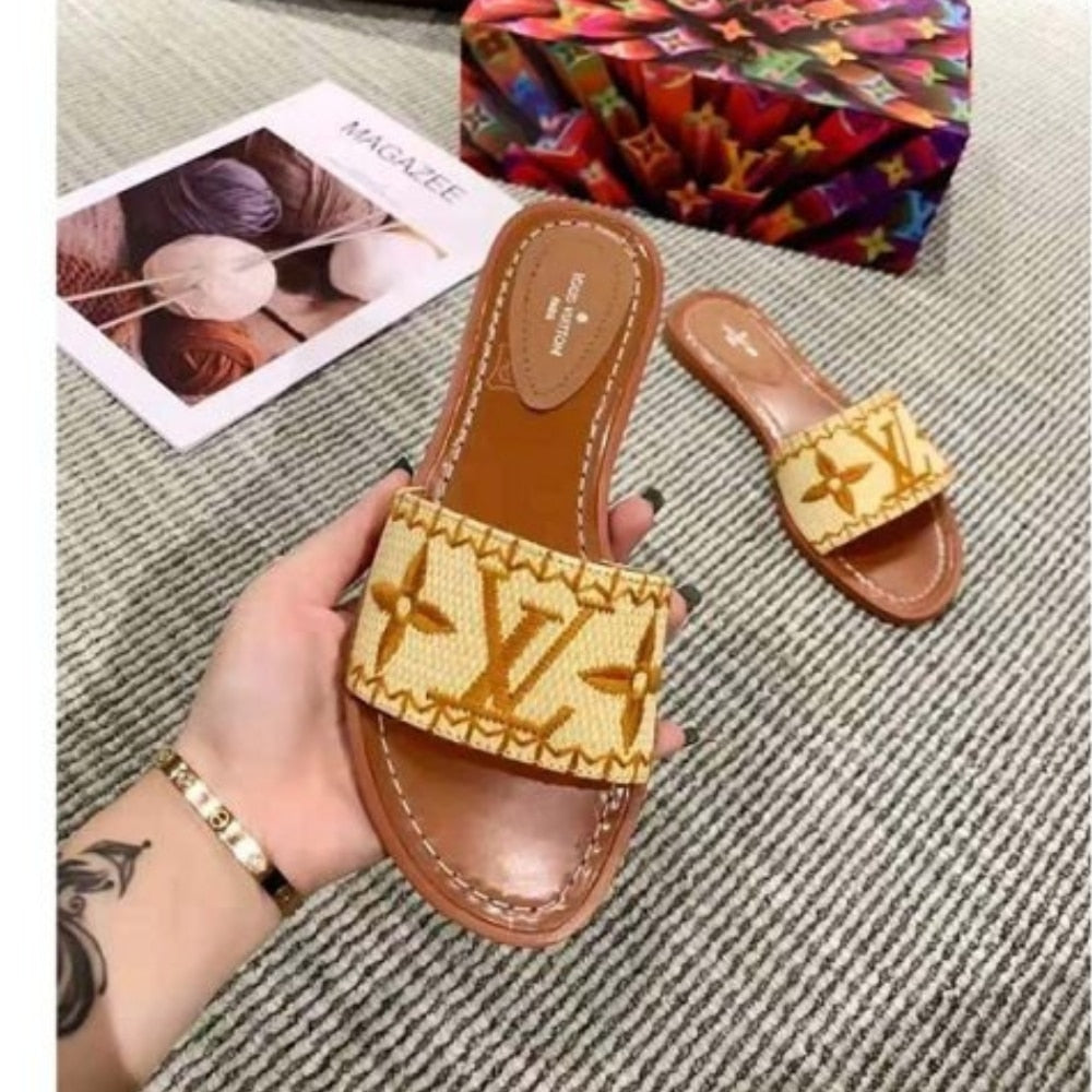 Louis Vuitton Lock It Flat Mule Cognac Brown Leather 1A8SVI
