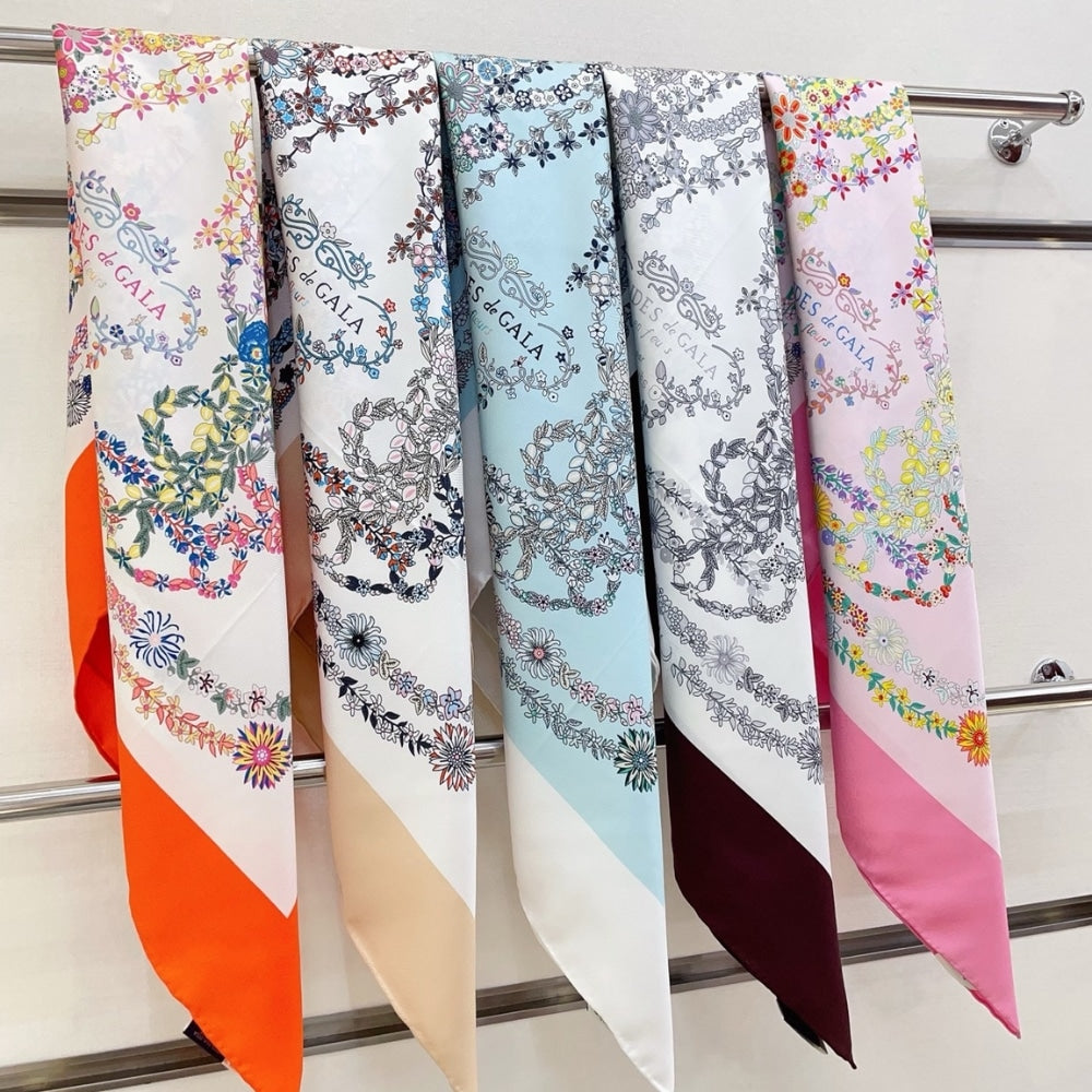 Hermes Brides De Gala En Fleurs Scarf 90Cm Vermillon H004192S 04