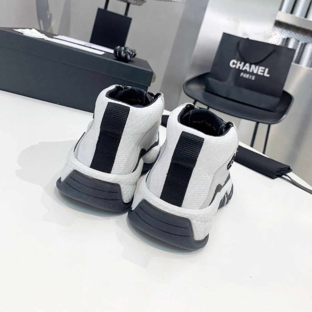 Chanel Plain Logo Sneakers Suede White G65776