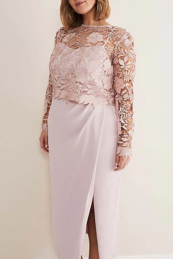 Two piece set of sheath/pillar pink mother of the bride dress