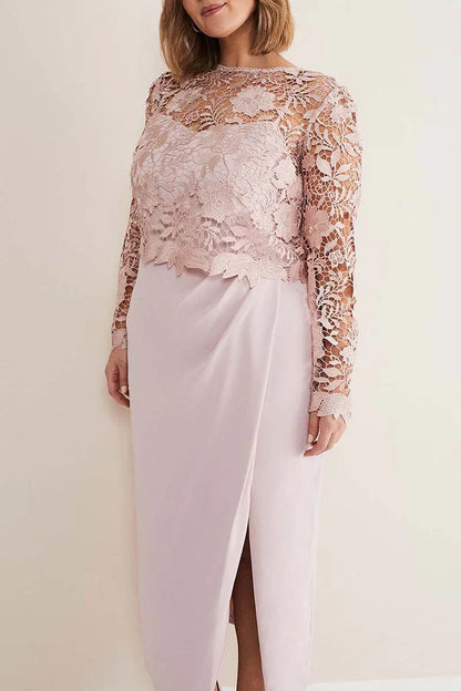 Two piece set of sheath/pillar pink mother of the bride dress