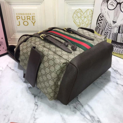 Gucci Ophidia GG Medium Large Backpack Beige And Ebony GG Supreme Canvas 40Cm 598140 HUHAT 8564