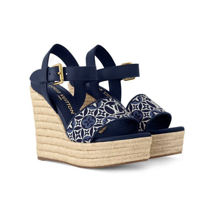 LOUIS VUITTON HELIOS WEDGE ESPADRILLE MARINE 1AHLKQ