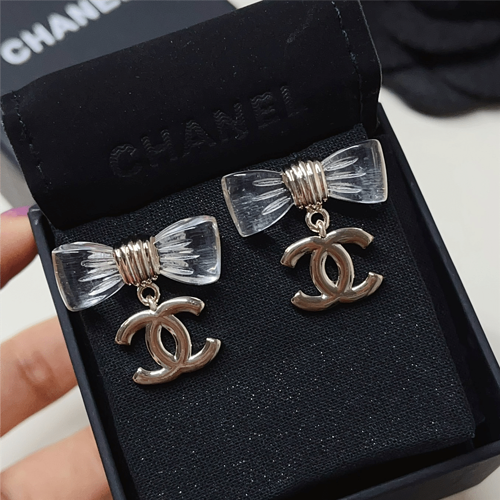 CHANEL D25 CC BOW EARRINGS GOLD METAL ABF537 B19997 NAFVG