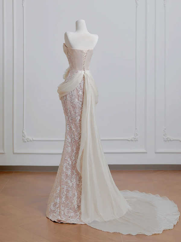 Light pink strapless fitted ball gown, bridal gown R8211