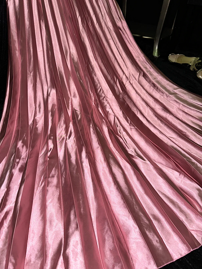 Pink halter neck fitted waist elegant long ball gown R6865