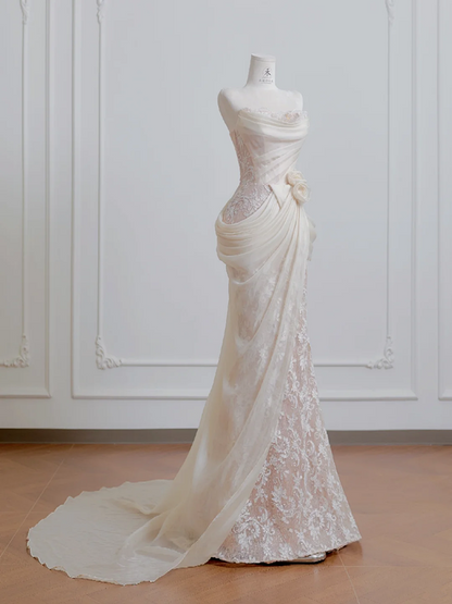 Light pink strapless fitted ball gown, bridal gown R8211