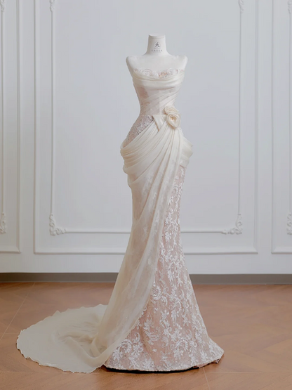Light pink strapless fitted ball gown, bridal gown R8211