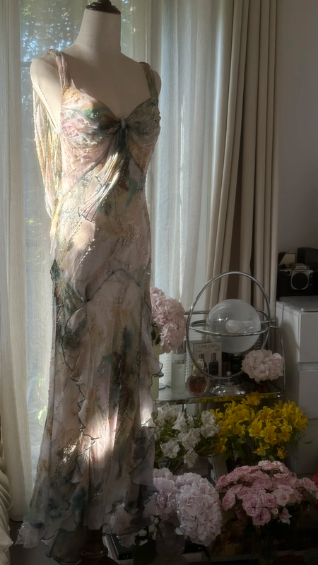 Light pink halter-neck backless sexy long ball gown R7773