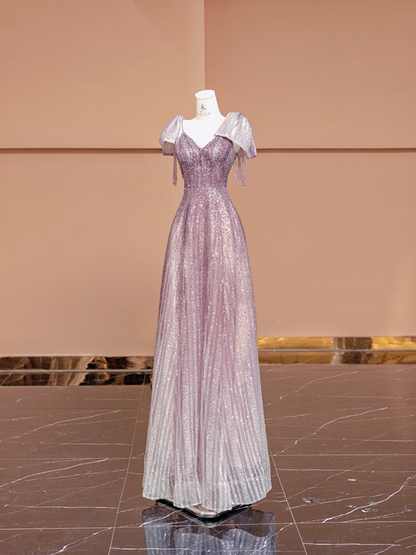 Light purple fitted long ball gown R8412