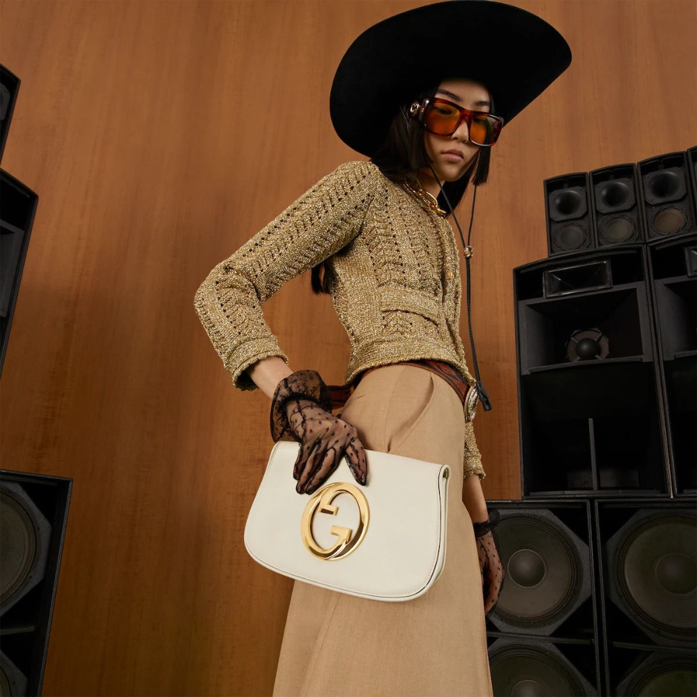 Gucci Blondie Shoulder Bag White 28Cm 699268 UXX0G 9022