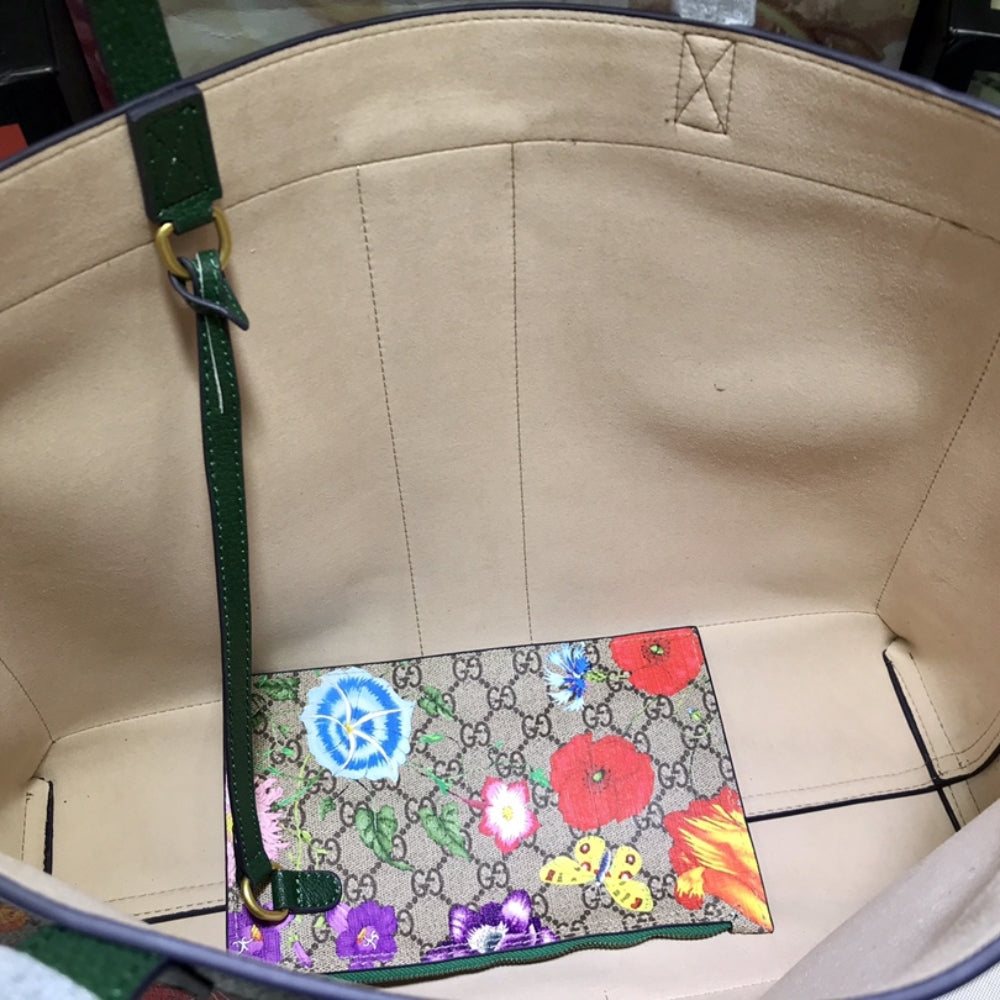 Gucci Ophidia GG Flora Medium Tote Green 44Cm