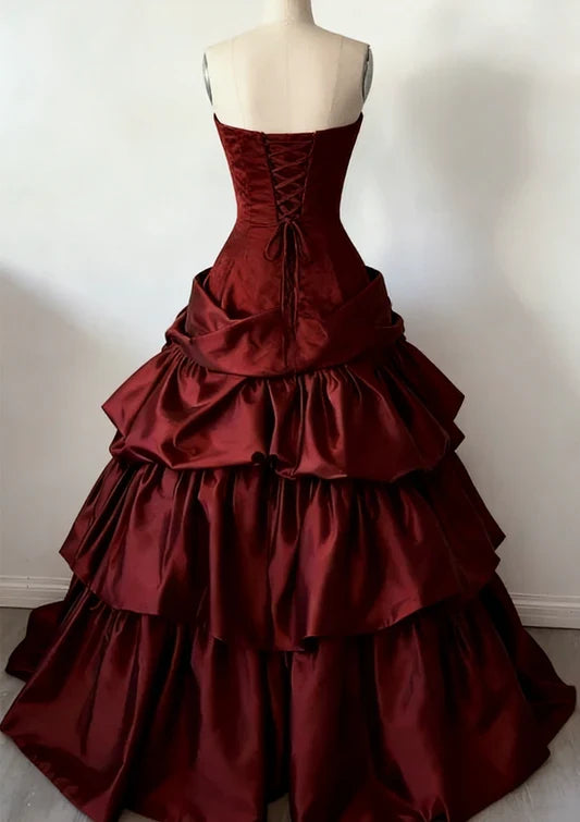 Wine Red Elegant Long Vintage Ball Gown gh7078