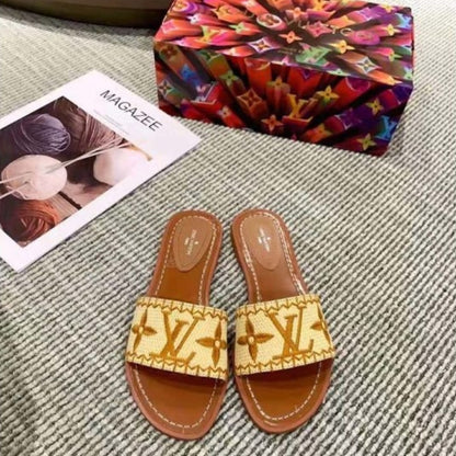 Louis Vuitton Lock It Flat Mule Cognac Brown Leather 1A8SVI