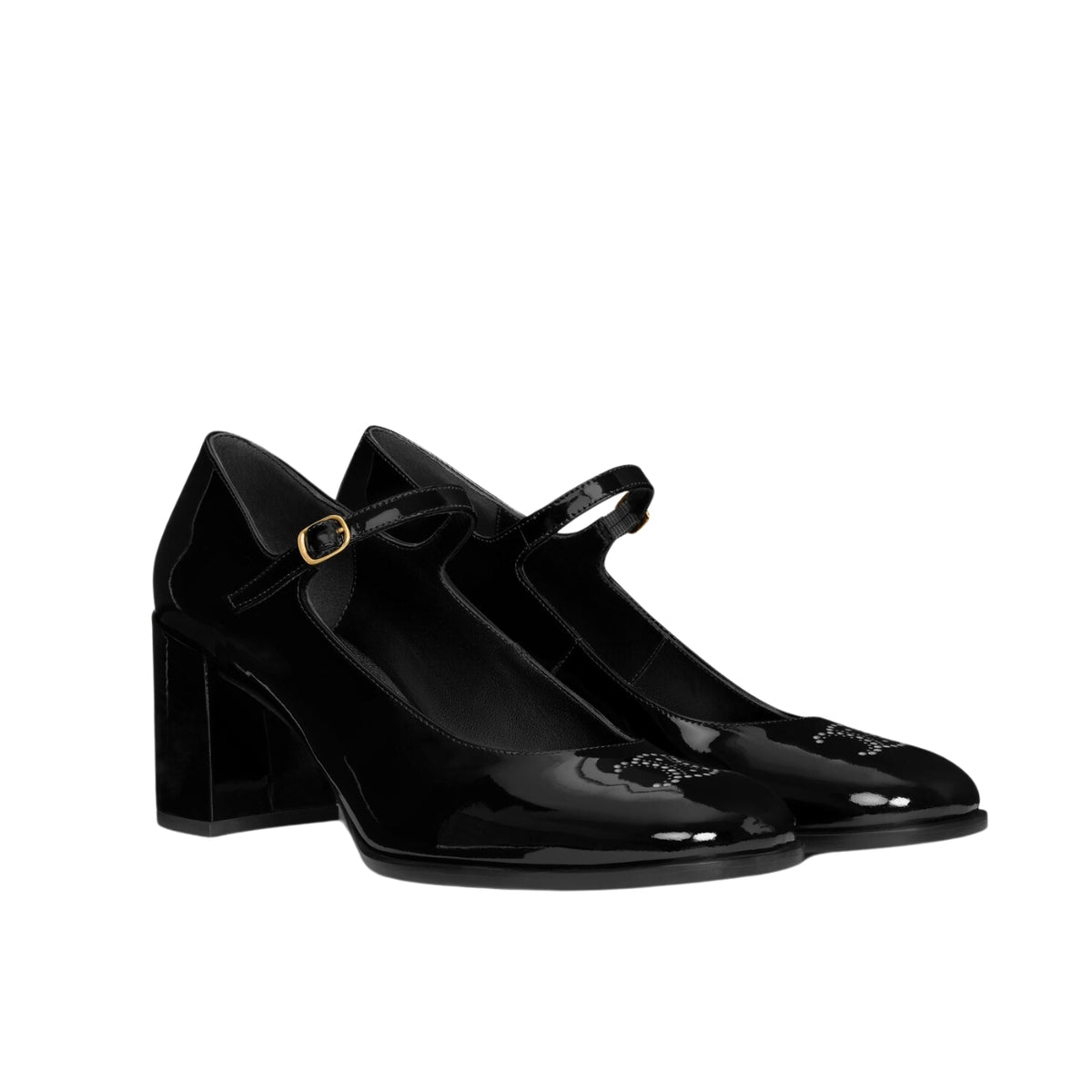 CELINE LILY PERFORATED TRIOMPHE BABIES IN PATENT BLACK 360314582C 38NO