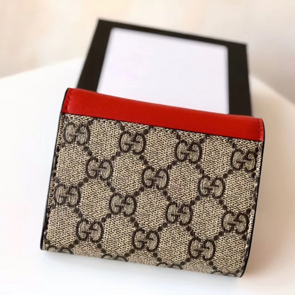 Gucci GG Supreme Padlock Wallet Red And Beige 11Cm
