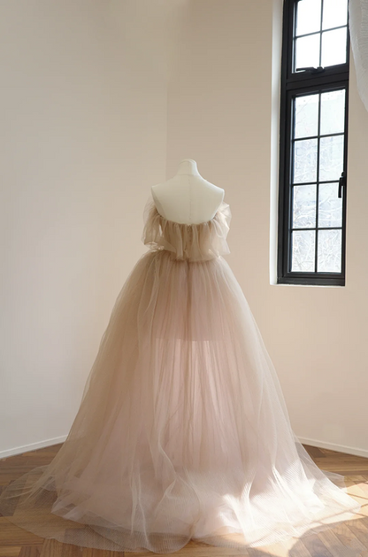 Light brown strapless fitted waist ball gown/bridal dress R8540