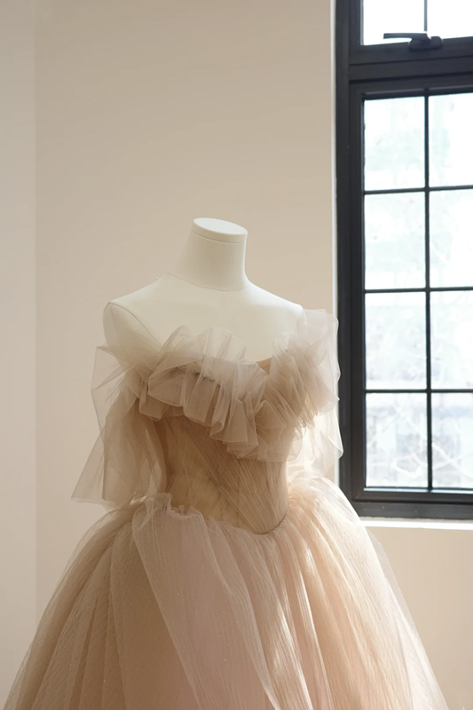 Light brown strapless fitted waist ball gown/bridal dress R8540
