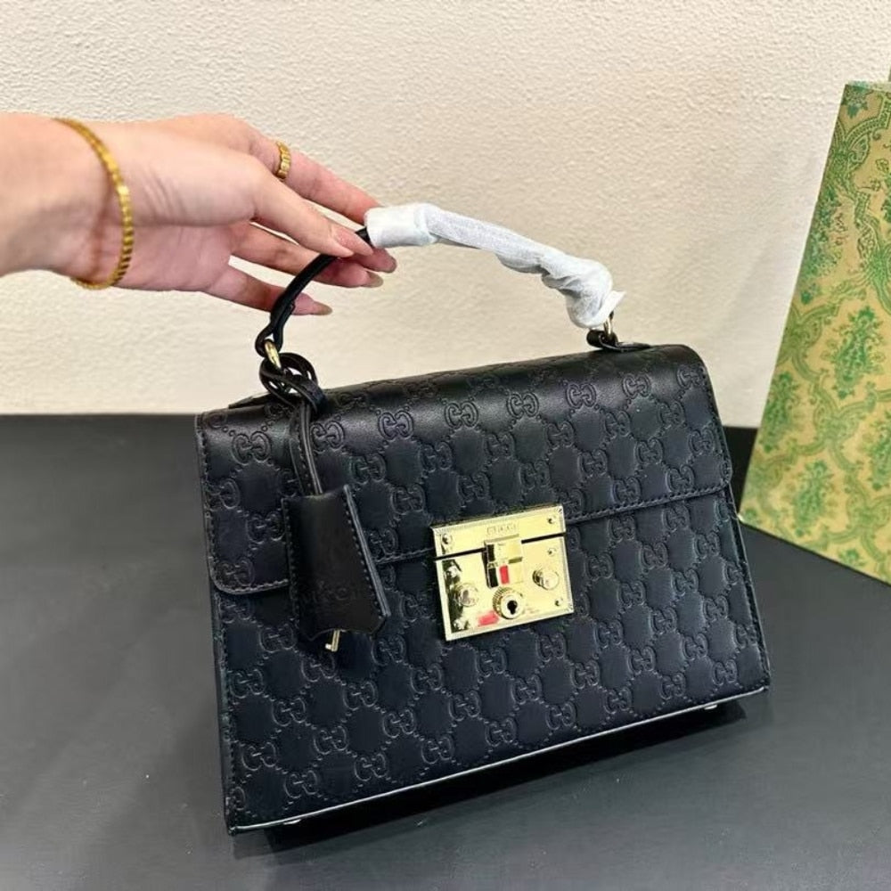 Gucci Padlock Medium Top Handle Bag Black 28Cm